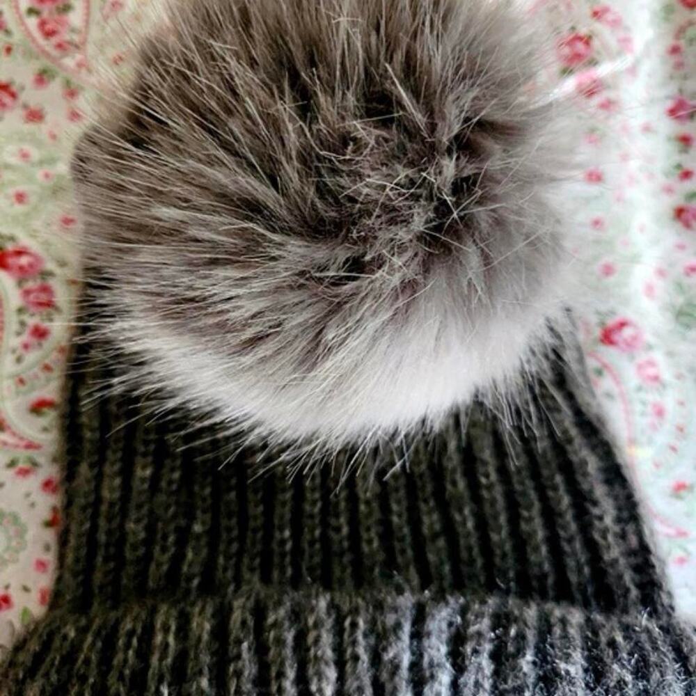 Zara grey fur pom pom